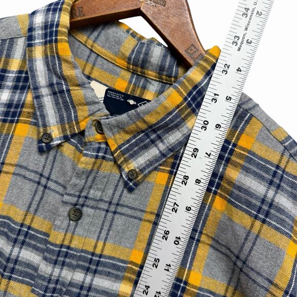 St John’s Bay Men’s XL Button Down Plaid Flannel Shirt Yellow Gray Long Sleeve - Picture 3 of 10